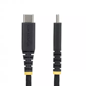StarTech.com 2 m (6 pėd.) USB-C įkrovimo laidas, 60 W (3 A) PD, dviejų sluoksnių pintas nailono/TPE apvalkalas, tvirtas USB C įkrovimo laidas, USB 2.0 nešiojamojo kompiuterio įkroviklio laidas