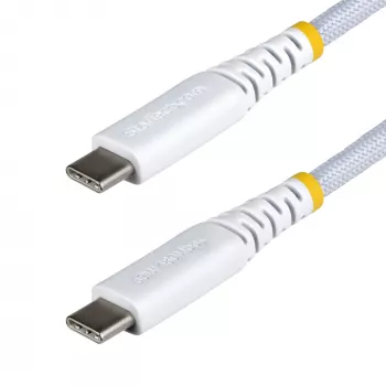 StarTech.com 2m (6ft) White USB-C Charging kabelis, 60W (3A) PD, Dual-Layer Braided Nylon/TPE Jacket, Rugged USB C Charging Cord, USB 2.0 Laptop Charger kabelis