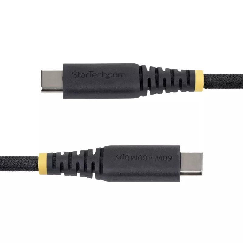 StarTech.com 30 cm USB-C įkrovimo laidas, 60 W (3 A) PD, dvigubo sluoksnio pintas nailono/TPE apvalkalas, tvirtas USB C įkrovimo laidas, USB 2.0 nešiojamojo kompiuterio įkroviklio laidas