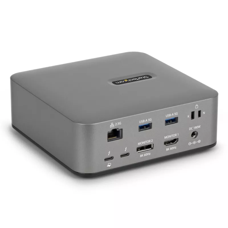 StarTech.com Thunderbolt 5 dokų stotis, DP / HDMI, trijų monitorių dokas iki 4K 144Hz arba dviejų 8K 60Hz, 5x USB prievadai, 140W nešiojamojo kompiuterio įkrovimas