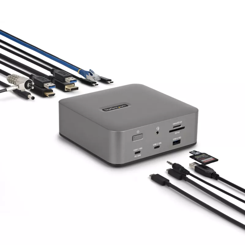 StarTech.com Thunderbolt 5 dokų stotis, DP / HDMI, trijų monitorių dokas iki 4K 144Hz arba dviejų 8K 60Hz, 5x USB prievadai, 140W nešiojamojo kompiuterio įkrovimas