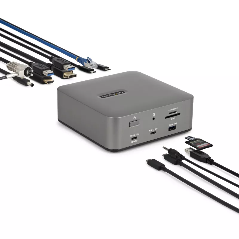 StarTech.com Thunderbolt 5 dokų stotis, DP / HDMI, trijų monitorių dokas iki 4K 144Hz arba dviejų 8K 60Hz, 5x USB prievadai, 140W nešiojamojo kompiuterio įkrovimas