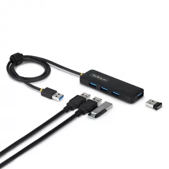 StarTech.com 4-Port USB-A Hub, 5Gbps, Bus Powered, USB-A to 4x USB-A Mini Hub, Extra Long 2ft/61cm Host kabelis, PCR Plastic, Portable Desktop / Laptop USB Hub