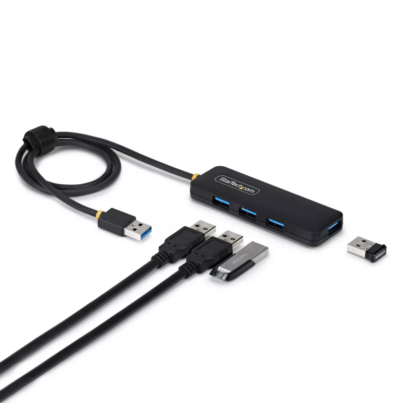 StarTech.com 4-Port USB-A Hub, 5Gbps, Bus Powered, USB-A to 4x USB-A Mini Hub, Extra Long 2ft/61cm Host kabelis, PCR Plastic, Portable Desktop / Laptop USB Hub