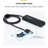 StarTech.com 4-Port USB-A Hub, 5Gbps, Bus Powered, USB-A to 4x USB-A Mini Hub, Extra Long 2ft/61cm Host kabelis, PCR Plastic, Portable Desktop / Laptop USB Hub