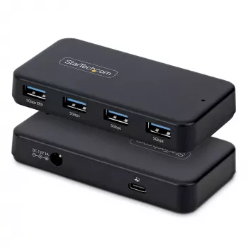 StarTech.com 4-Port USB-A Hub, 5Gbps, Self-Powered, 2-in-1 USB-C and USB-A Host kabelis, 1x BC 1.2 Charging Port, 24W maitinimo adapteris Included, MacBook and Windows