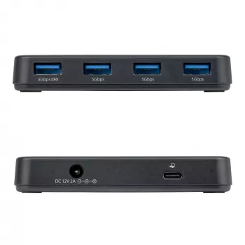 StarTech.com 4-Port USB-A Hub, 5Gbps, Self-Powered, 2-in-1 USB-C and USB-A Host kabelis, 1x BC 1.2 Charging Port, 24W maitinimo adapteris Included, MacBook and Windows