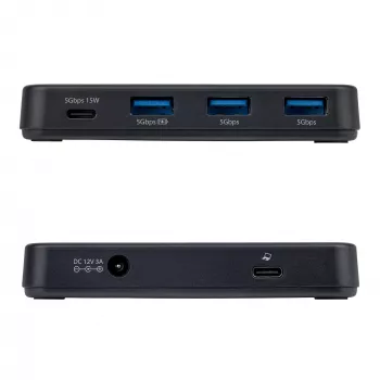 StarTech.com 4 prievadų USB-C ir USB-A šakotuvas, 5 Gbps, su maitinimu, 2-in-1 USB-C ir USB-A prijungimo kabelis, 1x USB-C ir 3x USB-A (1x BC 1.2), pridedamas 36 W maitinimo adapteris