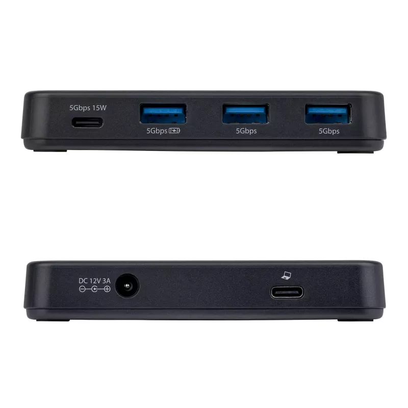 StarTech.com 4 prievadų USB-C ir USB-A šakotuvas, 5 Gbps, su maitinimu, 2-in-1 USB-C ir USB-A prijungimo kabelis, 1x USB-C ir 3x USB-A (1x BC 1.2), pridedamas 36 W maitinimo adapteris
