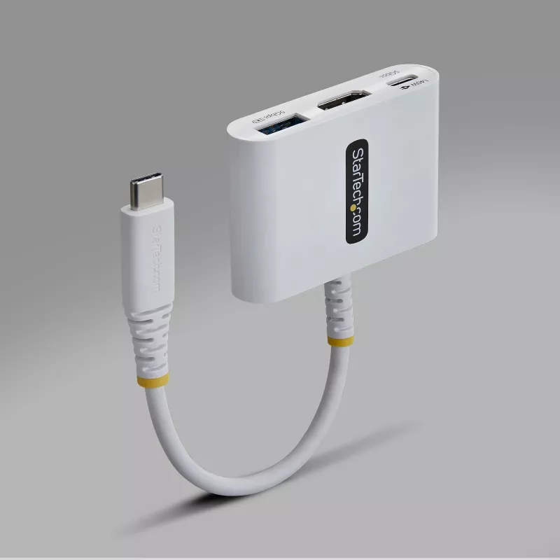StarTech.com USB-C į HDMI daugiafunkcis adapteris su 140 W PD įkrovimu, 4K 60Hz HDMI, USB 5 Gbps šakotuvu, mini dokas, skirtas MacBook / Dell / Thinkpad / HP / iPad / planšetiniams kompiuteriams