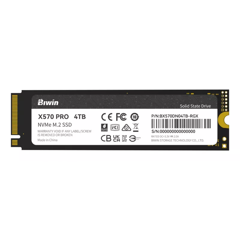 BIWIN X570 Pro M.2 NVMe SSD 4TB PCIe Gen5 — 14000 MB/s skaitymas, 13000 MB/s rašymas