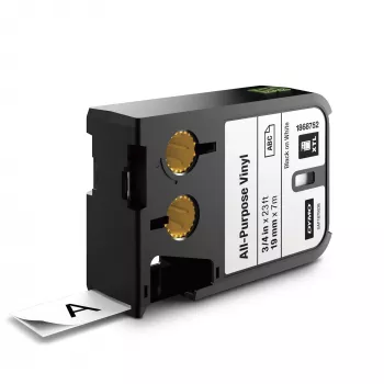 DYMO XTL universalios vinilinės etiketės | 19 mm | juoda ant balto, juoda ant balto, juoda, terminis perkėlimas, vinilas, Belgija, -40 - 60 °C