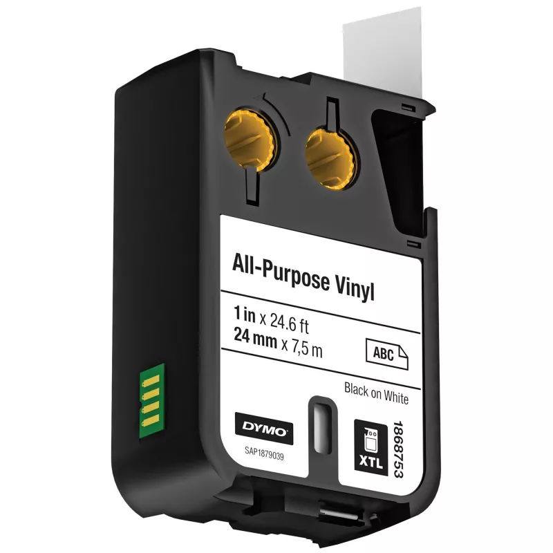 DYMO XTL universalios vinilo etiketės | 24 mm x 7 m | juoda ant balto