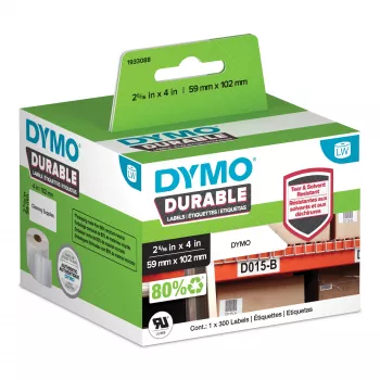 DYMO Originali LabelWriter patvarios etiketės | 59 mm x 102 mm | baltas polipropilenas | 300 lipnių etikečių | didelio našumo | skirtos LabelWriter etikečių spausdintuvams