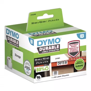 DYMO Originali LabelWriter patvarios etiketės | 59 mm x 102 mm | baltas polipropilenas | 300 lipnių etikečių | didelio našumo | skirtos LabelWriter etikečių spausdintuvams