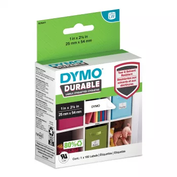 DYMO Originali LabelWriter patvarios etiketės | 25 mm x 54 mm | baltas polipropilenas | 160 lipnių etikečių | aukštos kokybės | skirtos LabelWriter etikečių gamintojams