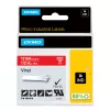 DYMO Rhino pramoninės vinilo etiketės | 12 mm x 5,5 m | Balta spauda ant raudono | Lipnios | skirtos LabelManager ir Rhino etikečių gamintojams