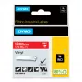 DYMO Rhino pramoninės vinilo etiketės | 12 mm x 5,5 m | Balta spauda ant raudono | Lipnios | skirtos LabelManager ir Rhino etikečių gamintojams