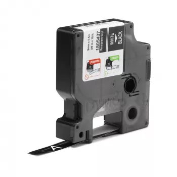 DYMO Rhino pramoninės vinilinės etiketės | 9 mm x 5,5 m | Balta spauda ant juodo | Lipnios | skirtos LabelManager ir Rhino etikečių spausdintuvams