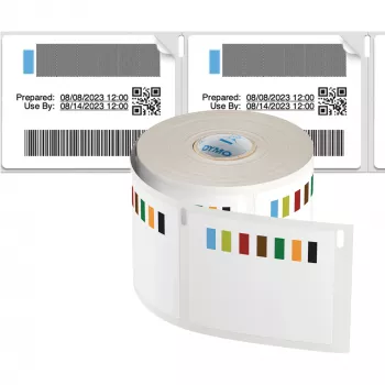 DYMO Authentic LabelWriter atsargų rotacijos etiketės maisto pramonei | 54 mm x 70 mm | 400 spalvomis koduotų lipnių etikečių | Skirtos LabelWriter etikečių spausdintuvams