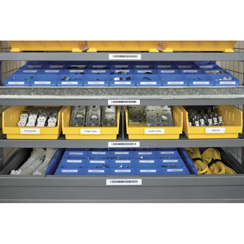 DYMO Rhino pramoninės vinilo etiketės | 12 mm x 5,5 m | juodas spausdinimas ant oranžinės | lipnios | skirtos Rhino ir LabelManager etikečių spausdintuvams