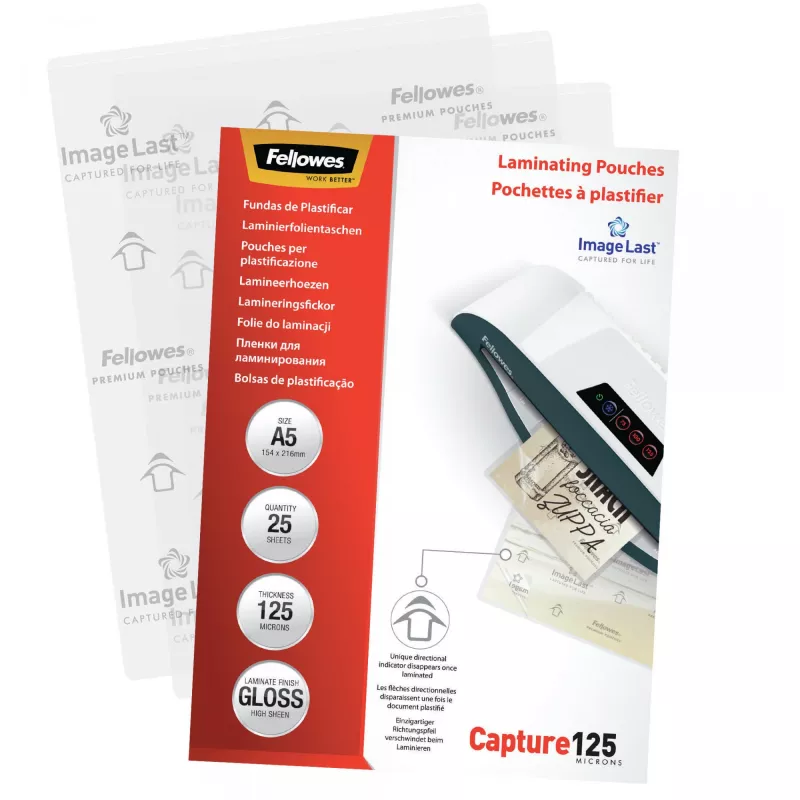 Fellowes ImageLast A5 125 mikronų laminavimo maišelis – 25 vnt., blizgus, permatomas, A5, 0,125 mm, 218 mm, 1 mm