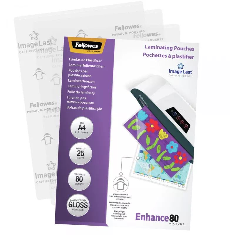 Fellowes ImageLast A4 80 mikronų laminavimo plėvelė - 25 vnt., blizgi, skaidri, A4, 0,08 mm, 210 mm, 1 mm