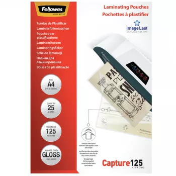 Fellowes ImageLast A4 125 mikronų laminavimo plėvelė - 25 vnt. pakuotė, blizgi, skaidri, A4, 0,125 mm, 310 mm, 214 mm