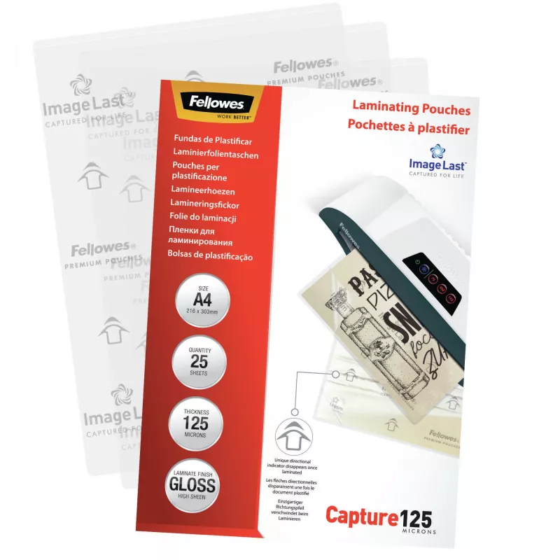 Fellowes ImageLast A4 125 mikronų laminavimo plėvelė - 25 vnt. pakuotė, blizgi, skaidri, A4, 0,125 mm, 310 mm, 214 mm