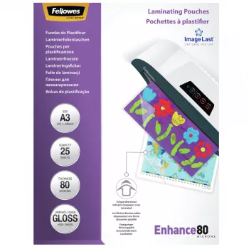Fellowes ImageLast A3 80 Mikronų Laminavimo Plėvelė - 25 vnt., Blizgi, Skaidri, A3, 0,08 mm, 430 mm, 1 mm