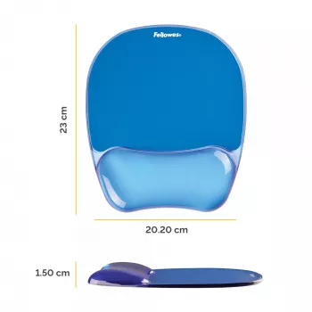 Fellowes pelės kilimėlis su riešo atrama - Crystals gelinis pelės kilimėlis su neslystančiu guminiu pagrindu - ergonominis pelės kilimėlis kompiuteriui, nešiojamam kompiuteriui, namų biurui - suderinamas su lazerinėmis ir optinėmis pelėmis - mėlynas