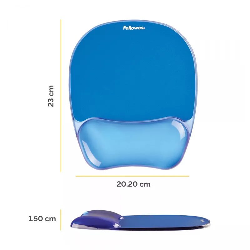 Fellowes pelės kilimėlis su riešo atrama - Crystals gelinis pelės kilimėlis su neslystančiu guminiu pagrindu - ergonominis pelės kilimėlis kompiuteriui, nešiojamam kompiuteriui, namų biurui - suderinamas su lazerinėmis ir optinėmis pelėmis - mėlynas