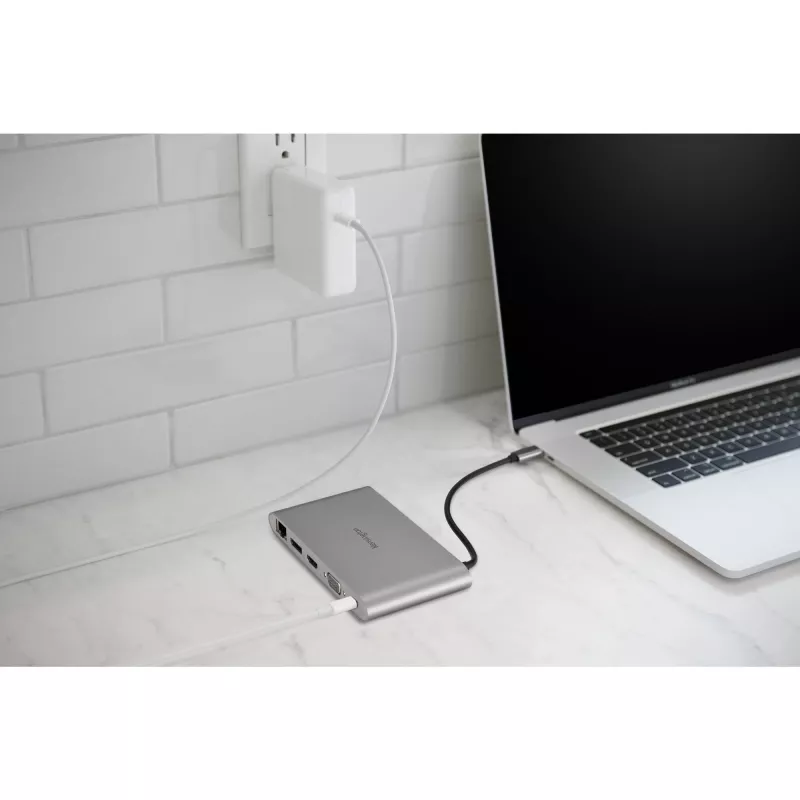 Kensington UH1440P USB-C 5Gbps dviejų vaizdo išvesčių mobilus dokas be tvarkyklių – 85W pralaidus maitinimas – DP/HDMI/VGA