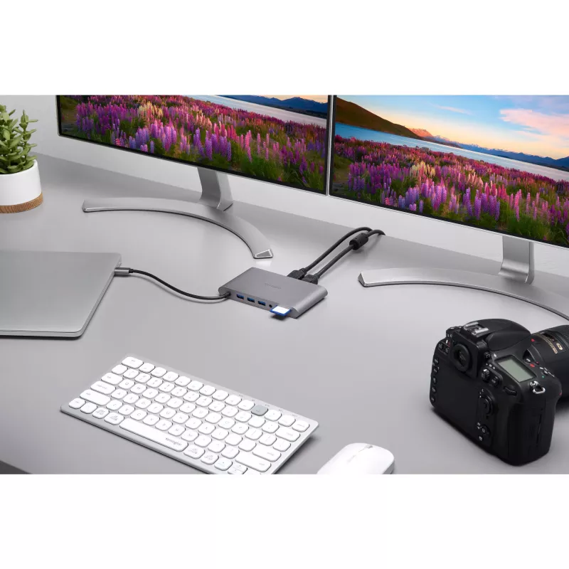 Kensington UH1440P USB-C 5Gbps dviejų vaizdo išvesčių mobilus dokas be tvarkyklių – 85W pralaidus maitinimas – DP/HDMI/VGA