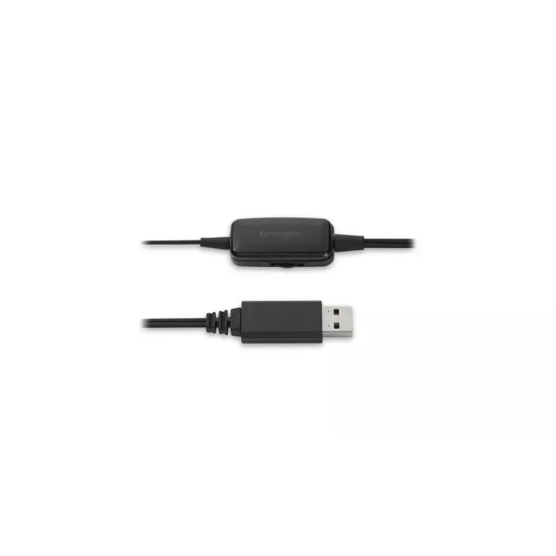 Kensington USB ausinės su mikrofonu, laidinės, biurui/skambučių centrui, ant galvos, juodos