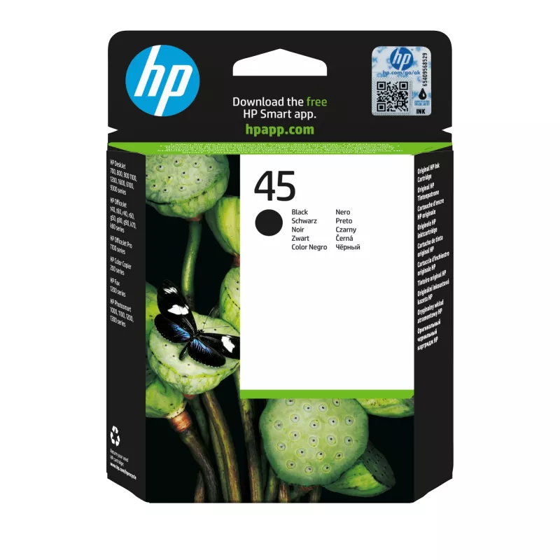 HP 45 Large Juoda Originali rašalo kasetė, juoda, 1 vnt., 930 puslapių