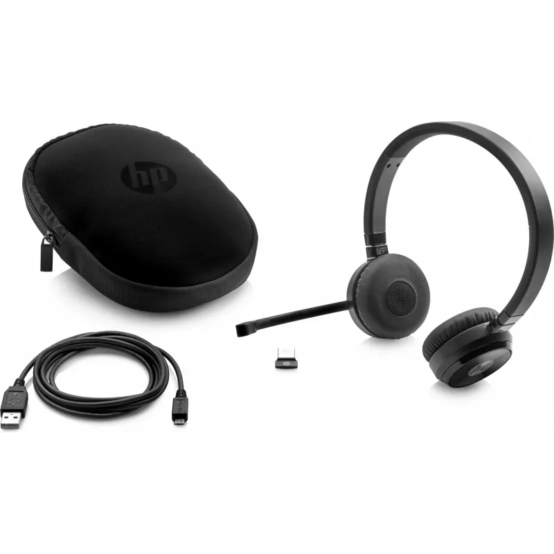 HP UC Wireless Duo laisvų rankų įranga, belaidė, biurui / skambučių centrui, 310 g, ausinės, juoda