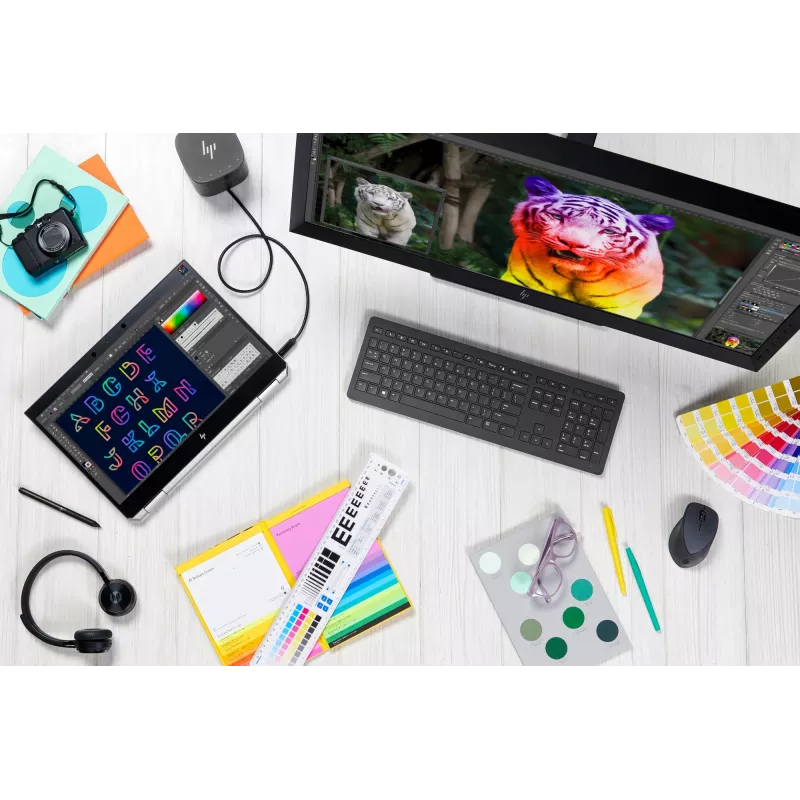 HP UC Wireless Duo laisvų rankų įranga, belaidė, biurui / skambučių centrui, 310 g, ausinės, juoda