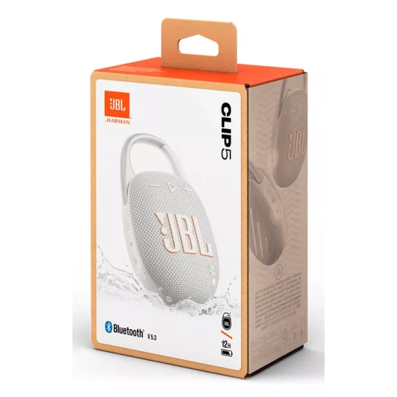 JBL Clip 5, 4,5 cm, 7 W, 90 - 20000 Hz, 85 dB, belaidis, 2,4 - 2,4835 GHz