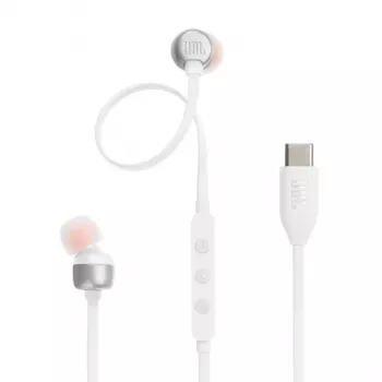 JBL Tune 310C ausinės su laidu į ausis skambučiams / muzikai USB Type-C baltos