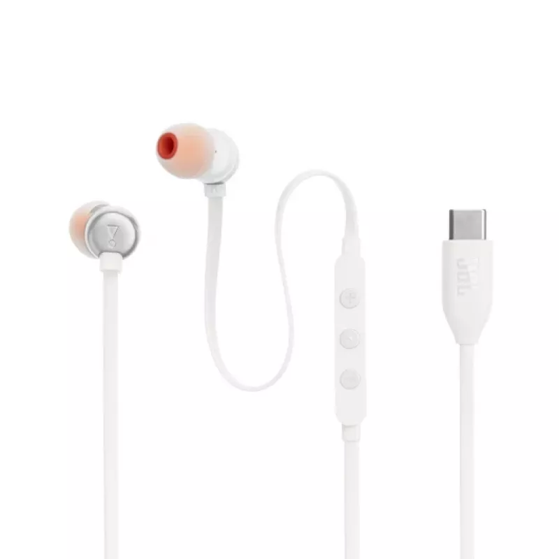 JBL Tune 310C ausinės su laidu į ausis skambučiams / muzikai USB Type-C baltos