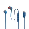 JBL Tune 310C USB ausinės su mikrofonu, laidinės, į ausis įdedamos, skambučiams/muzikai, USB Type-C, mėlynos