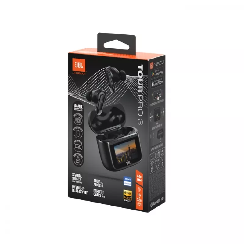 JBL Tour Pro 3 ausinės belaidės į ausis įdedamos skambučiams/muzikai/sportui/kasdienai Bluetooth juodos