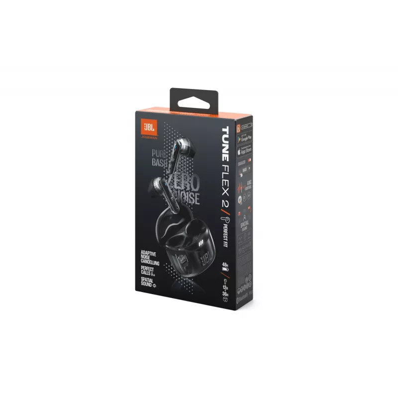 JBL Tune Flex 2 Ghost Edition ausinės True Wireless Stereo (TWS) į ausis įdedamos Skambučiams / Muzikai Bluetooth Juoda
