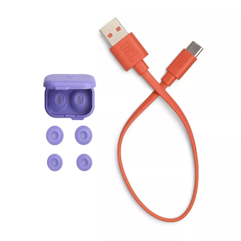 JBL Tune Flex 2 Ghost Edition ausinės True Wireless Stereo (TWS) į ausis dedamos skambučiams / muzikai Bluetooth violetinės