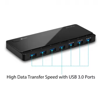 TP-Link UH700 sąsajos šakotuvas USB 3.2 Gen 1 (3.1 Gen 1) Micro-B 5000 Mbit/s Juoda
