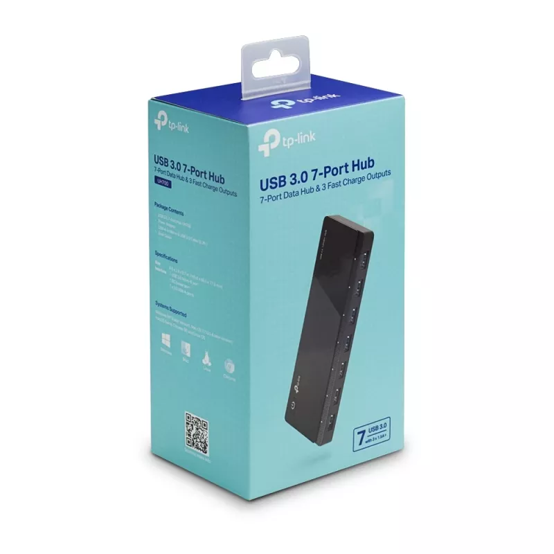 TP-Link UH700 sąsajos šakotuvas USB 3.2 Gen 1 (3.1 Gen 1) Micro-B 5000 Mbit/s Juoda