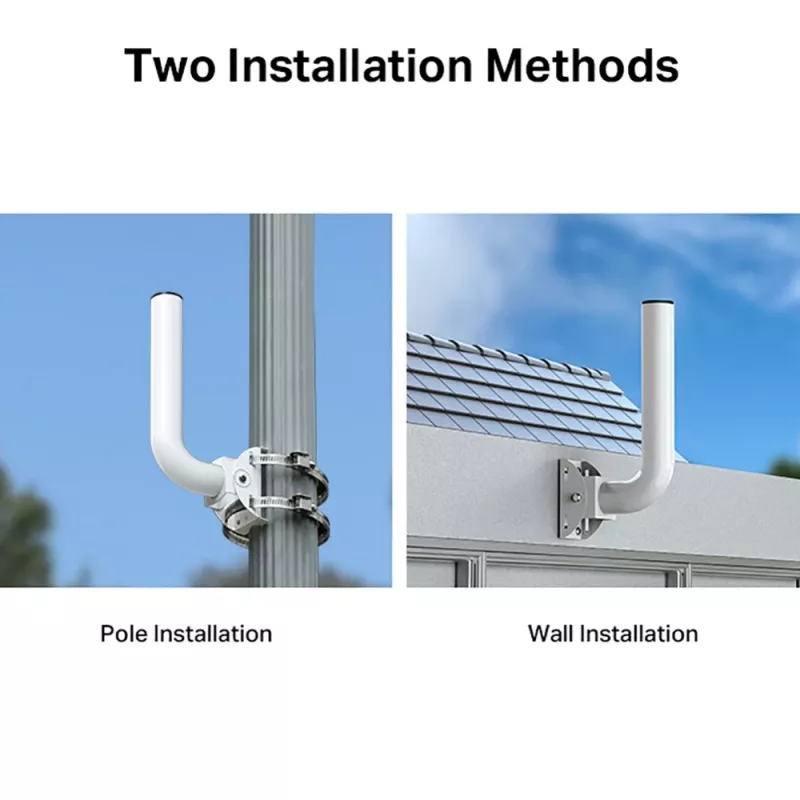 TP-Link Omada stulpo/sienos tvirtinimo rinkinys lauko prieigos taškui, WLAN prieigos taško laikiklis, balta, nerūdijantis plienas, TP-Link, 400 g, 1 vnt.