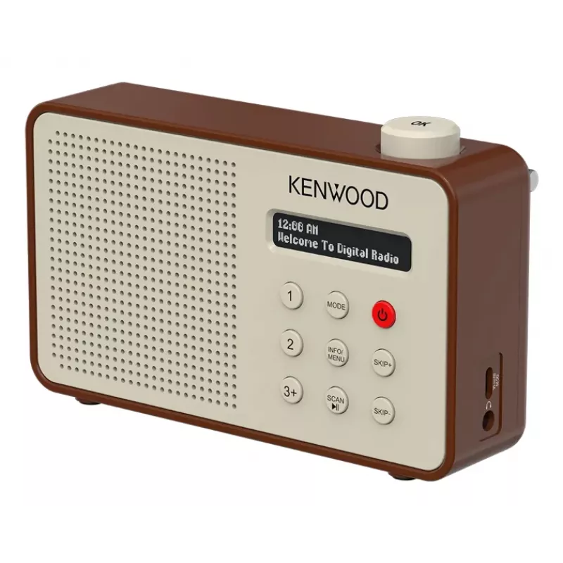 Kenwood CRM25DABT nešiojamas skaitmeninis radijas, Mocha spalvos