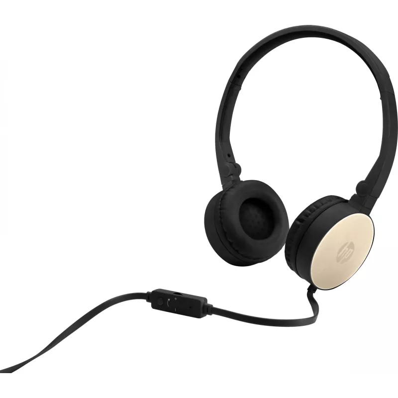 HP Stereo ausinės H2800 (juodos su šilkiniu auksu), laidinės, skambučiams / muzikai, 125 g, ausinės, juoda, auksinė